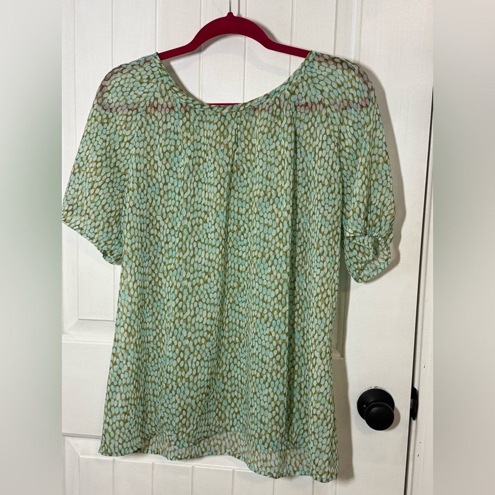 CAbi Green Patterned Blouse